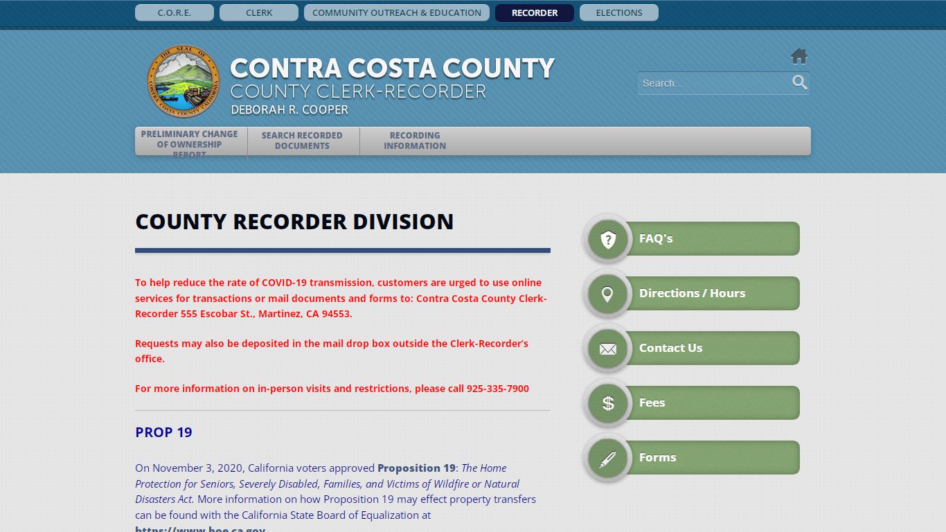 Contra Costa County, CA Clerk Recorder